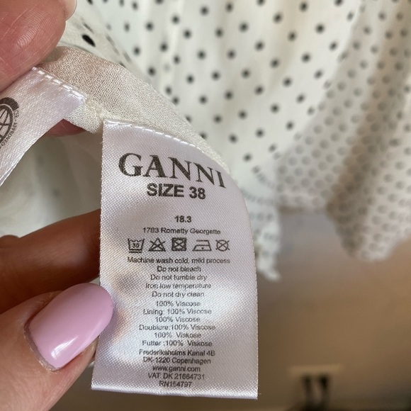 GANNI White Polka Dot Ruffle Dress - Picture 7 of 8